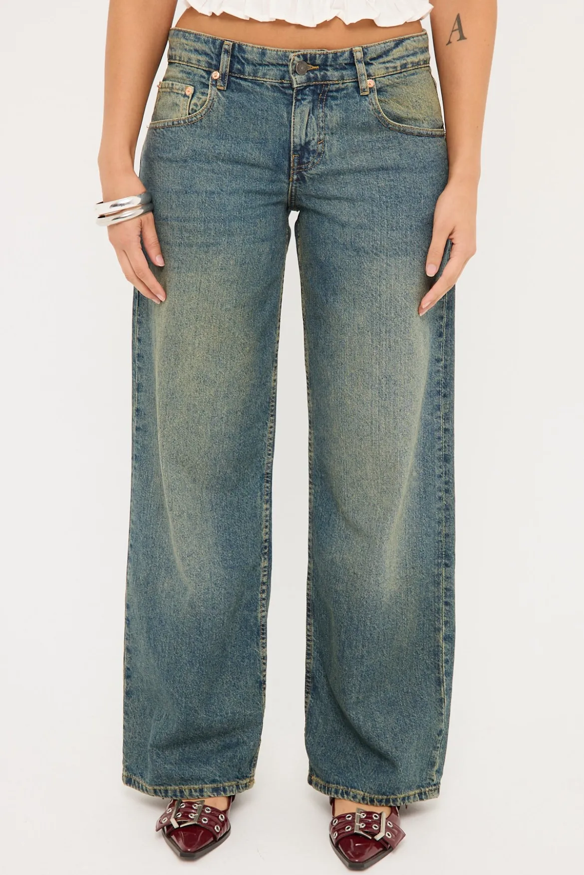 Low Rise Parallel Jean Extreme Blue Green Denim