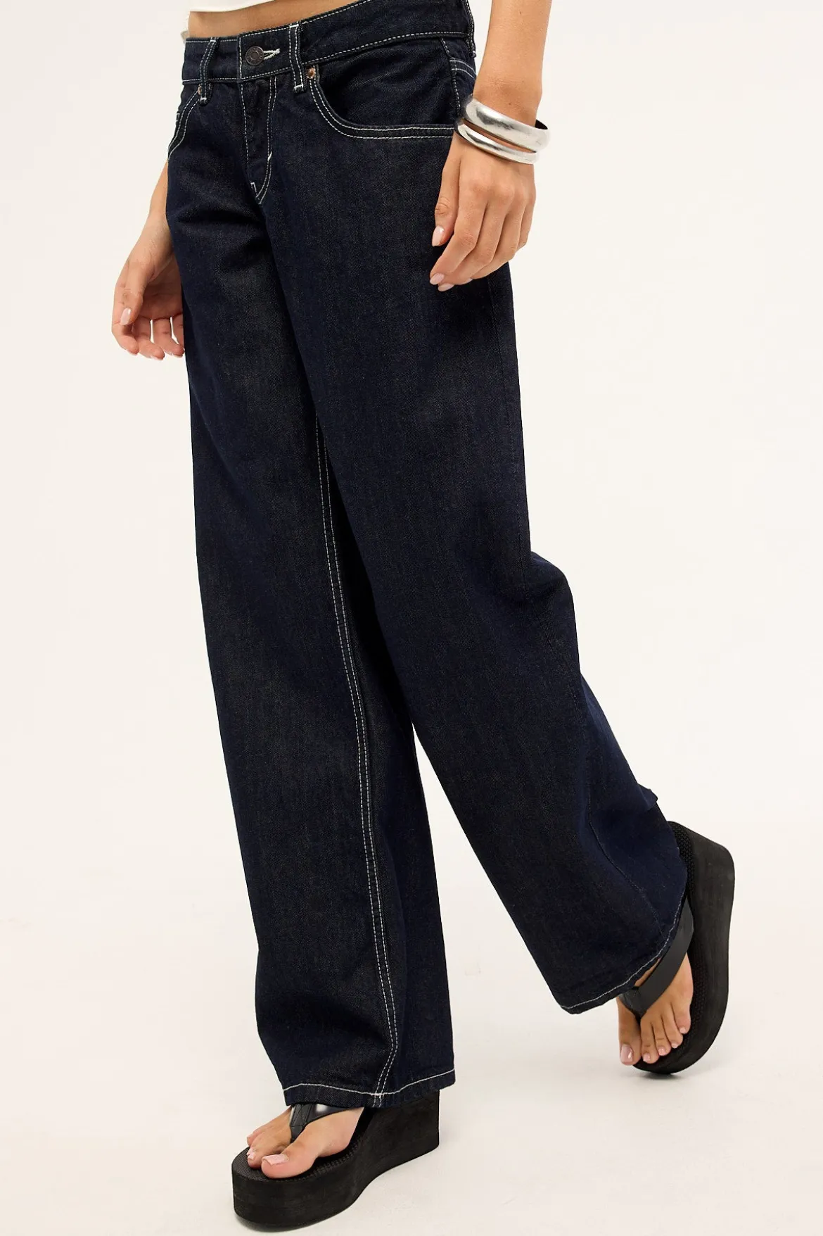 Low Rise Parallel Jean Indigo Contrast Stitch
