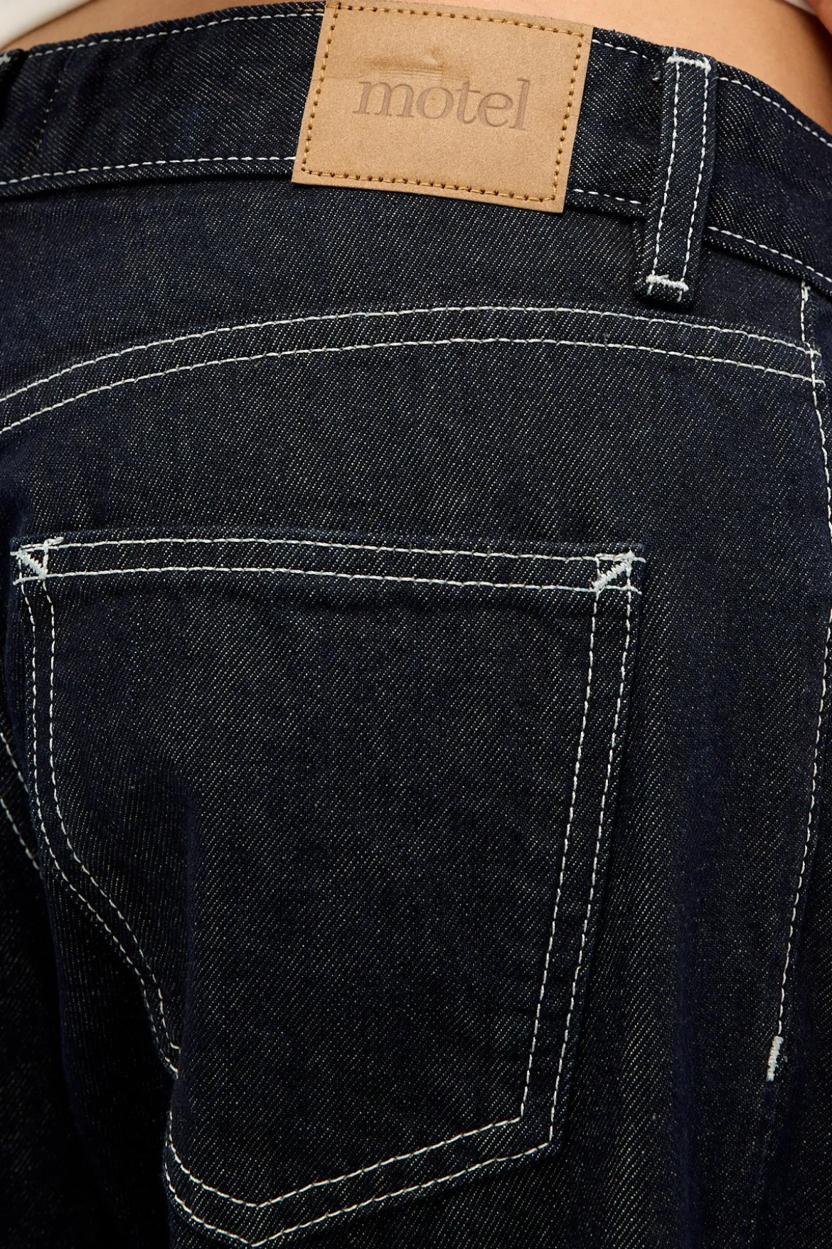 Low Rise Parallel Jean Indigo Contrast Stitch