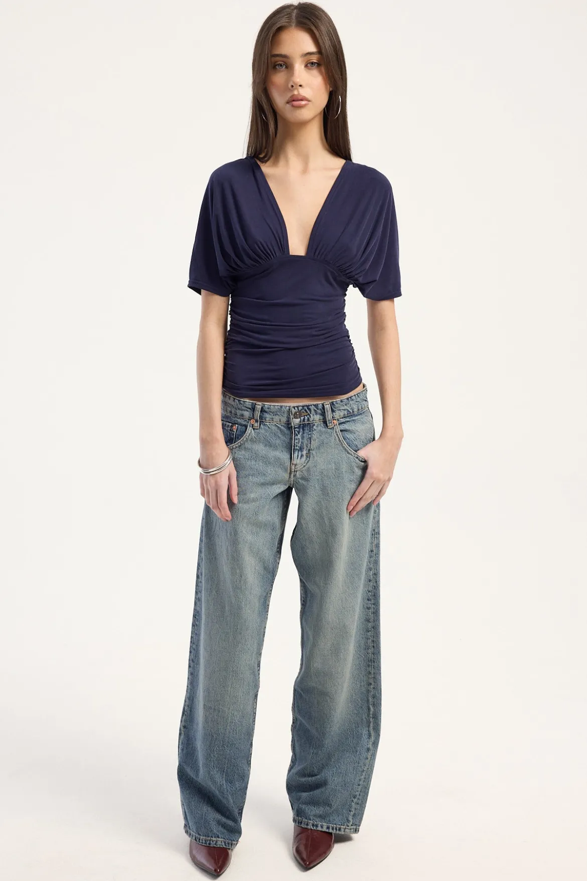 Low Rise Parallel Jean Vintage Bleach Blue Denim