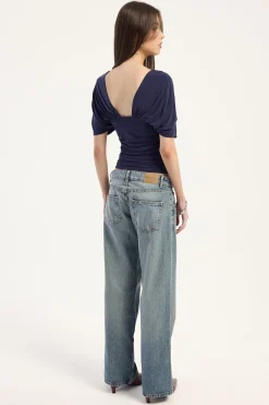 Low Rise Parallel Jean Vintage Bleach Blue Denim
