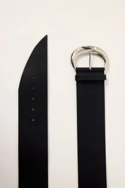 Low Rise PU Wide Belt Silver/Black