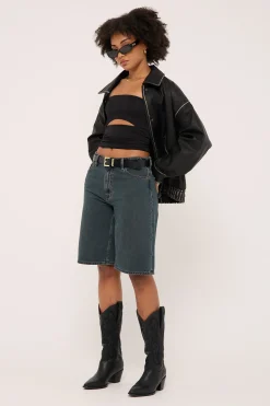 Low Slouch Denim Jort Smoked Tea