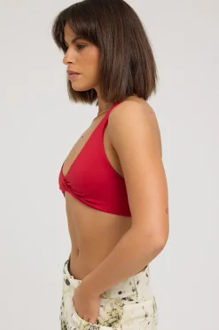 L&t Halter Twist Bralette Cherry