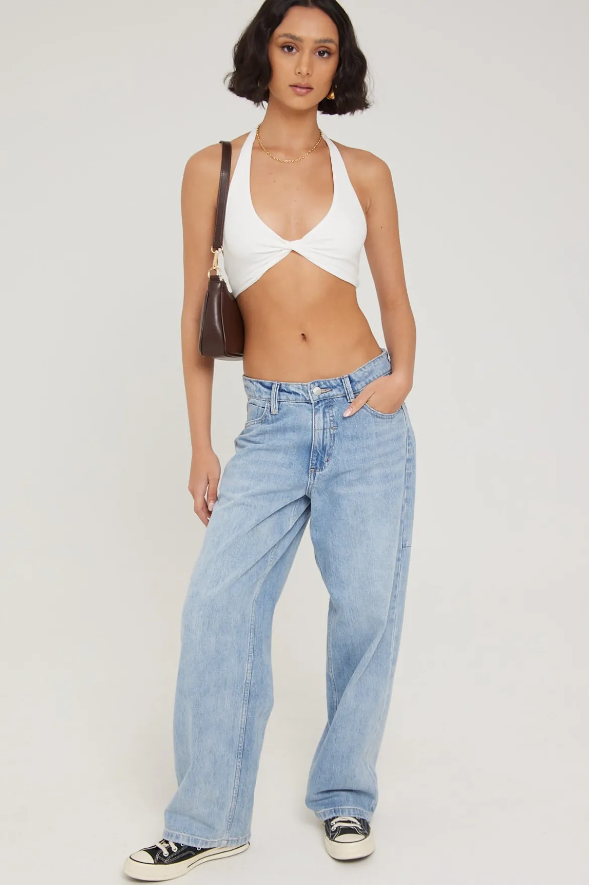 L&T Halter Twist Bralette White