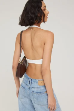 L&T Halter Twist Bralette White