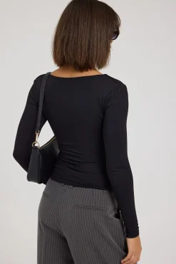 L&t Long Sleeve Scoop Neck Tee Black