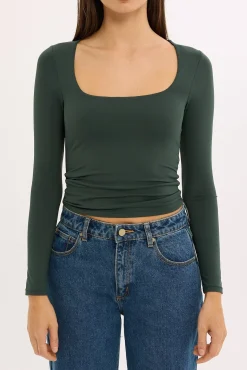 L&t Long Sleeve Scoop Neck Tee Dark Green