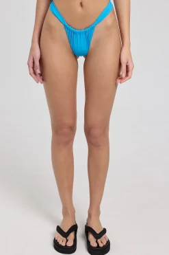 L&t Lotus Gathered Bikini Bottom Blue
