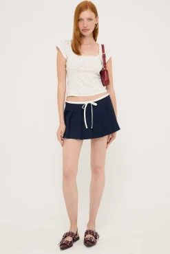 L&t Micro Floral Scoop Neck Tee White Print