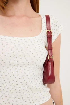 L&t Micro Floral Scoop Neck Tee White Print