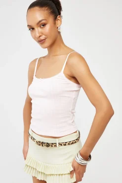 L&t Pointelle Scoop Neck Singlet Pink
