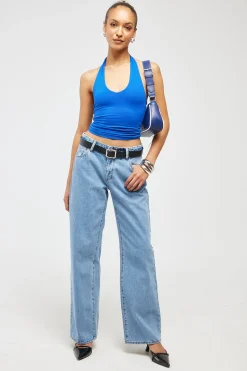 L&t Recycle Classic Tie Halter Top Cobalt Blue
