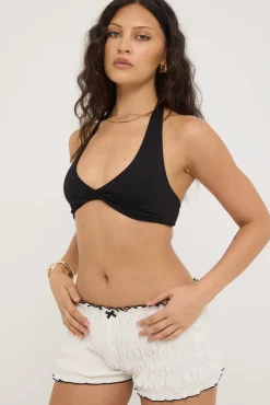 L&t Recycled Halter Twist Bralette Black