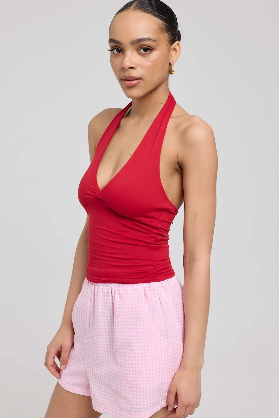 L&t Sylvia Halter Top Cherry Red