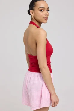 L&t Sylvia Halter Top Cherry Red