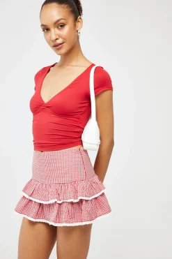 L&t Sylvia Short Sleeve Top Red