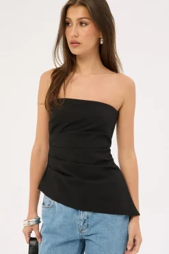 Luca Strapless Asymmetrical Top Black