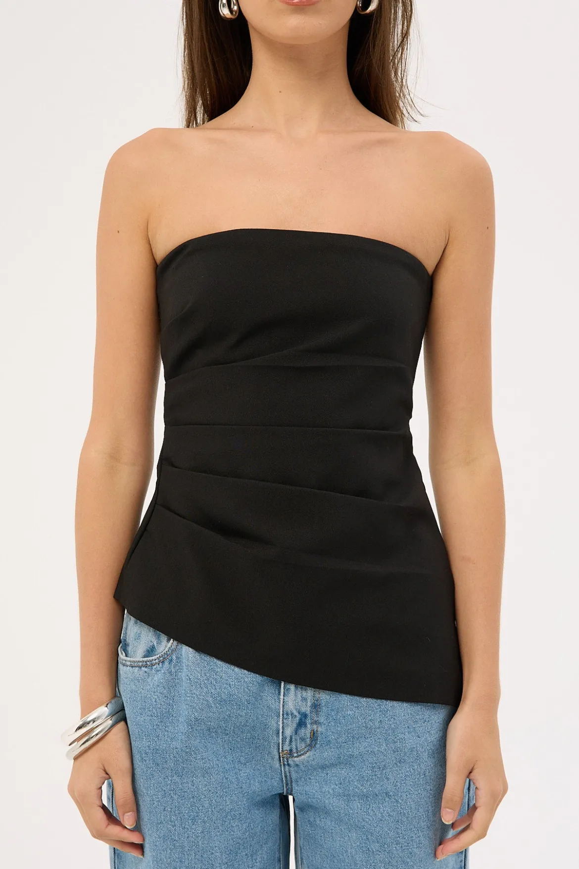 Luca Strapless Asymmetrical Top Black