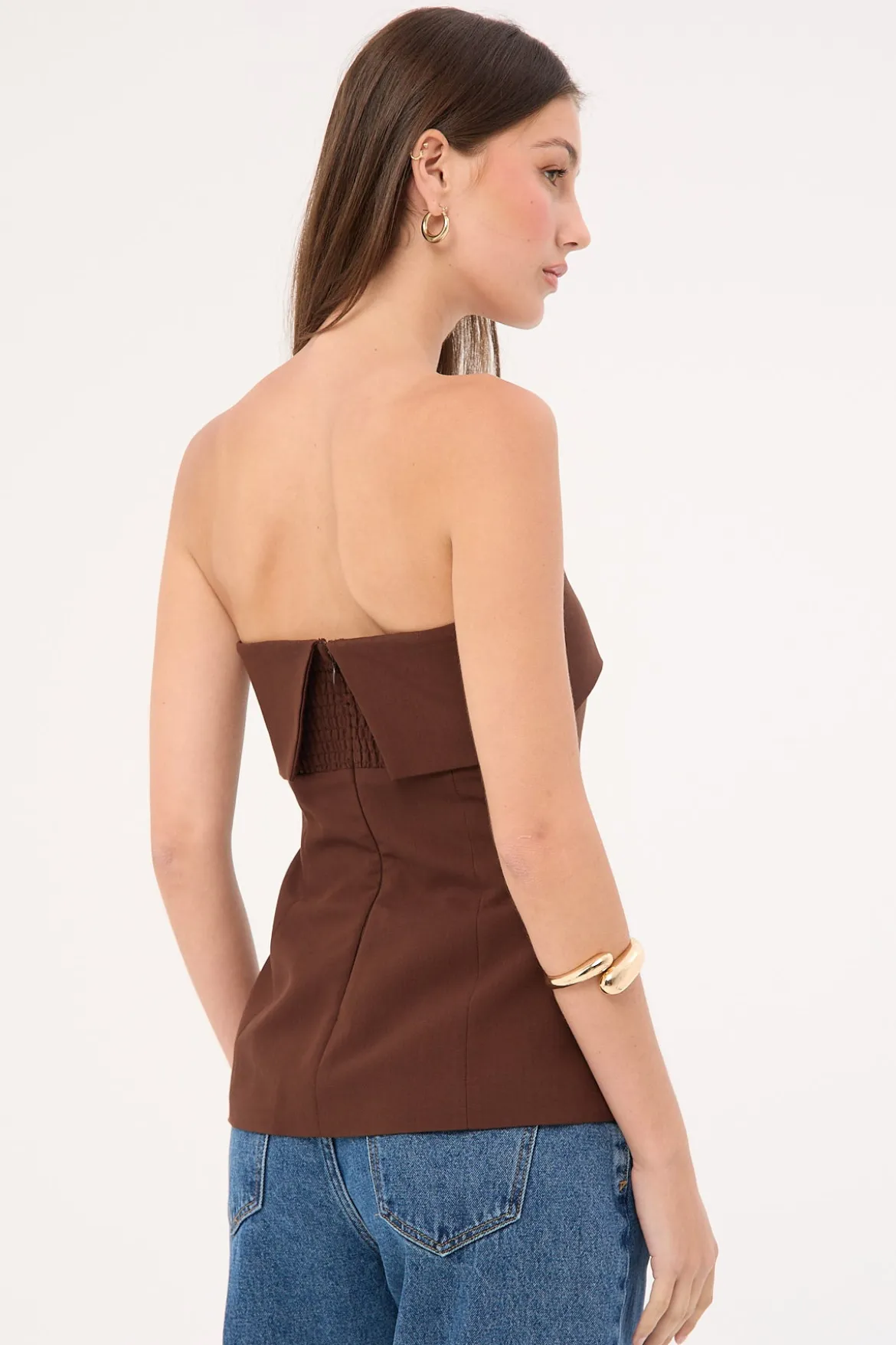 Luca Strapless Long Line Top Brown
