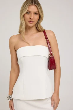 Luca Strapless Long Line Top White