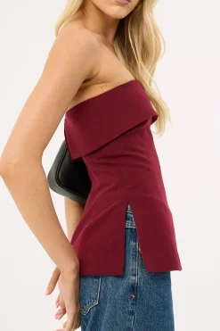Luca Strapless Recycled Long Line Top Burgundy