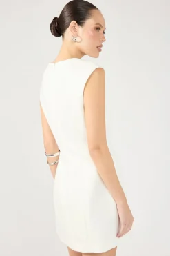 Luca V Neck Tailored Mini Dress Cream