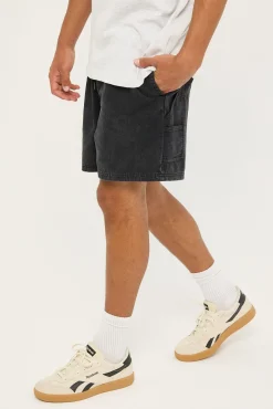 Lucas Elastic Waist Carpenter Short Washed Black