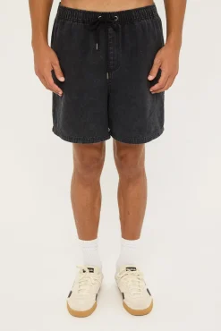 Lucas Elastic Waist Carpenter Short Washed Black