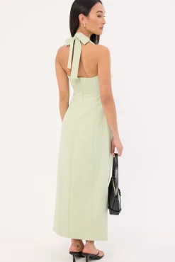 Lucette Halter Suiting Midi Dress Mint