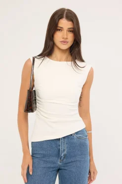 Luciana Boat Neck Top White