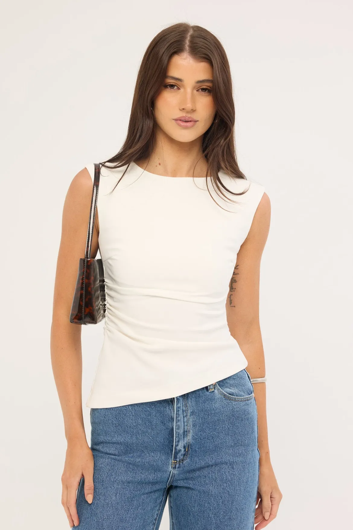 Luciana Boat Neck Top White
