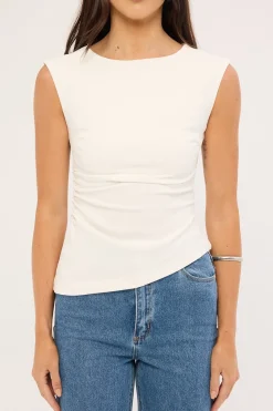 Luciana Boat Neck Top White
