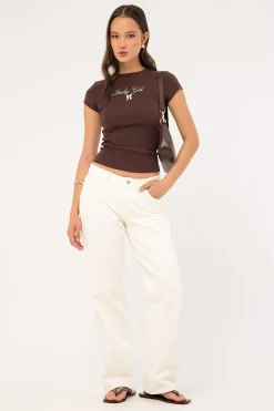 Lucky Girl Baby Tee Brown