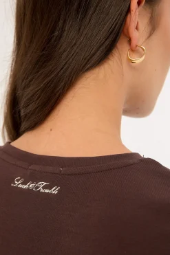 Lucky Girl Baby Tee Brown