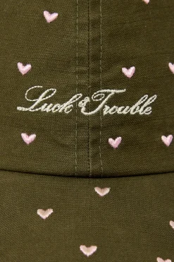 Lucky Hearts Washed Cap Washed Khaki Green
