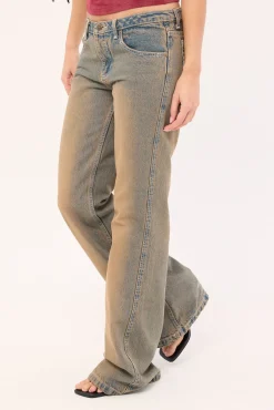 Lucky Number Low Rise Flare Jeans Rusty Overdye