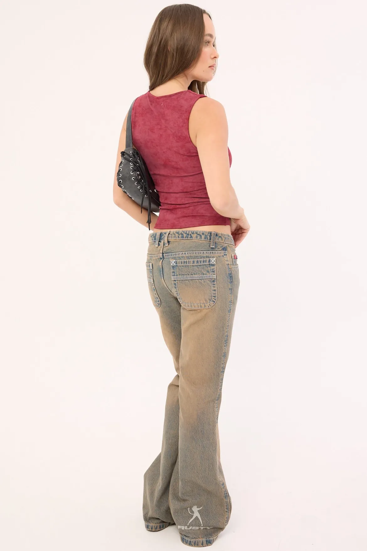 Lucky Number Low Rise Flare Jeans Rusty Overdye