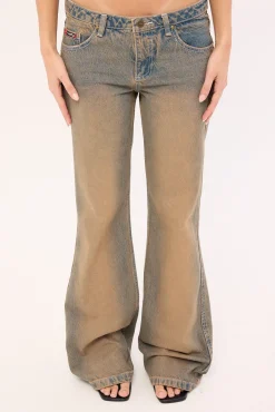 Lucky Number Low Rise Flare Jeans Rusty Overdye