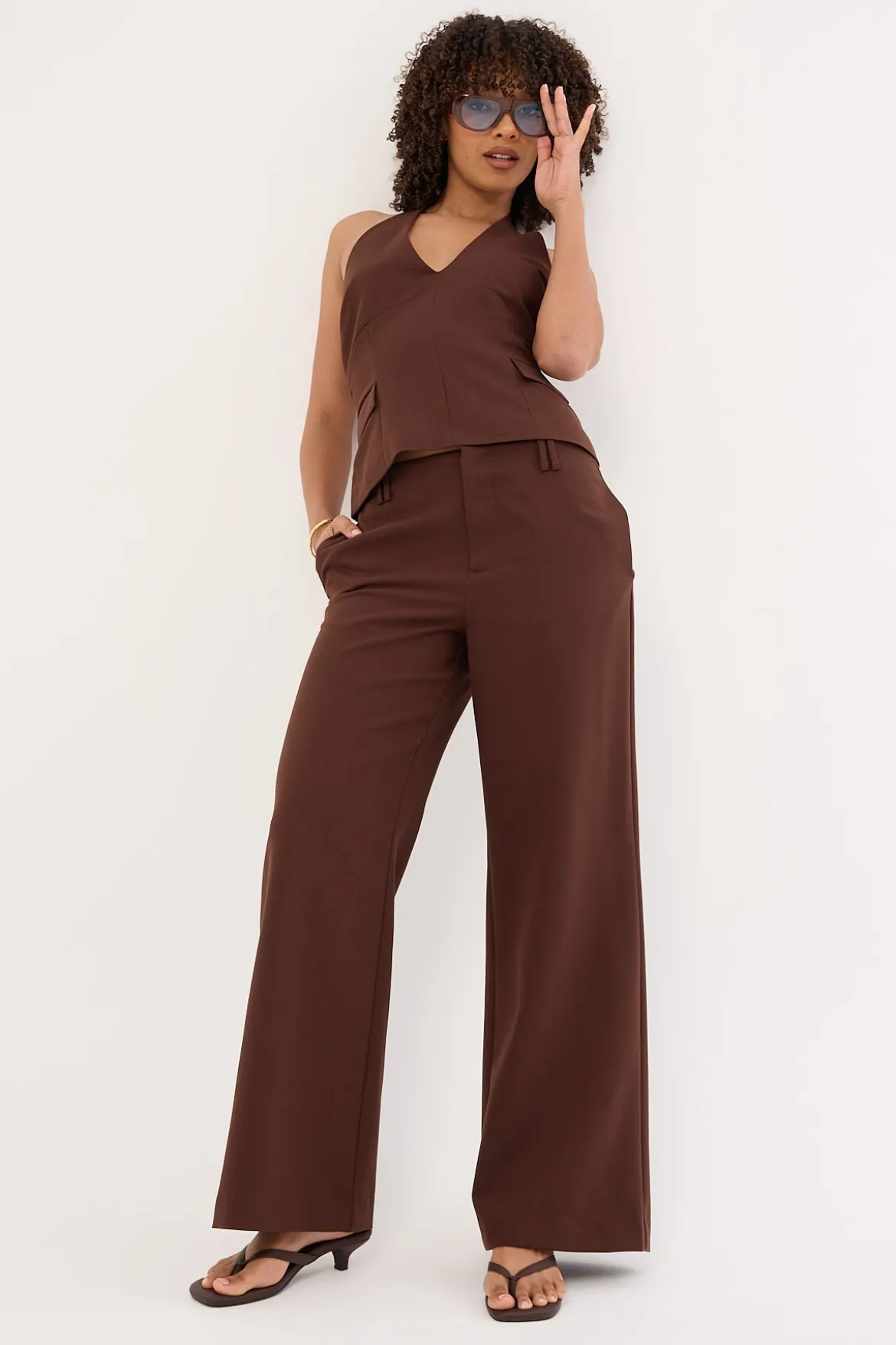 Luella Halter Suiting Top Brown