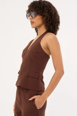 Luella Halter Suiting Top Brown
