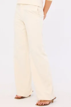 Luella Mid Rise Wide Leg Pant Cream