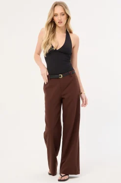 Luella Mid Rise Wide Leg Pant Brown