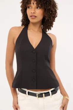 Lulu Halter Tailored Vest Black