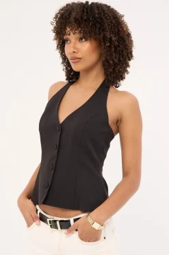 Lulu Halter Tailored Vest Black
