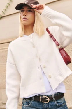 Lumia Crew Neck Knit Cardi Cream