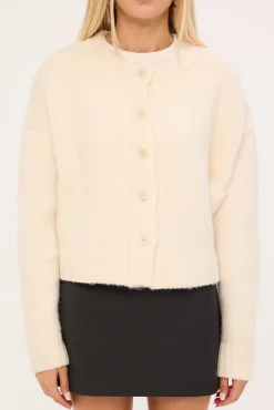 Lumia Crew Neck Knit Cardi Cream