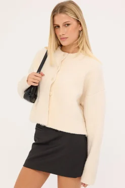 Lumia Crew Neck Knit Cardi Cream
