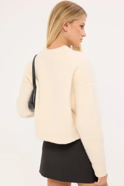 Lumia Crew Neck Knit Cardi Cream