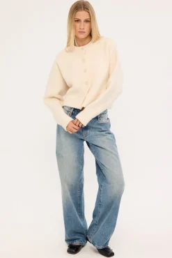 Lumia Crew Neck Knit Cardi Cream